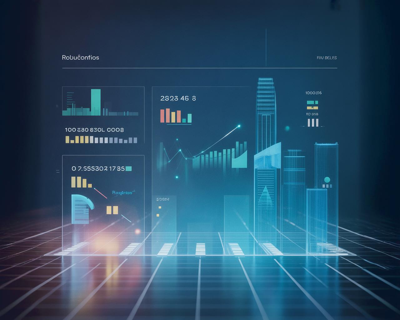 Dashboard holográfico de Corporate Real Estate mostrando estratégias de redução de CAPEX, com gráficos de economia e ícones de prédios corporativos em ambiente empresarial moderno e inovador