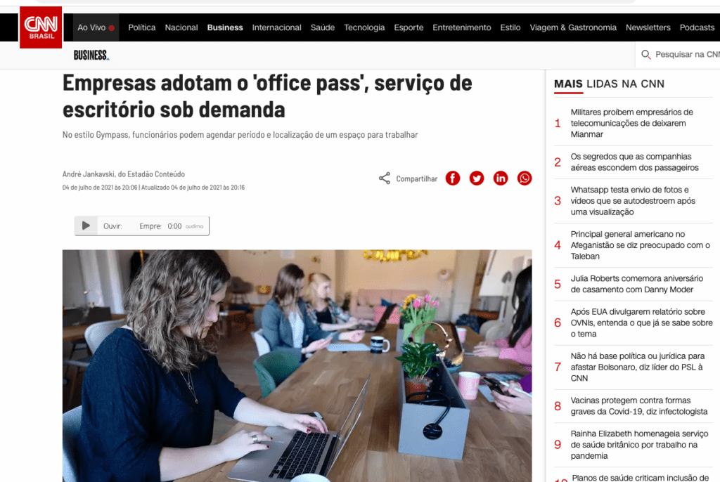 Saiu em 37 portais: empresas adotam o “OfficePass”, serviço de escritório sob demanda do Woba